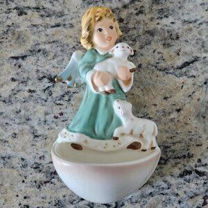 RARE MIB GOEBEL ANGEL & NATIVITY LAMBS HOLY WATER WALL POCKET FONT PLANTER POT